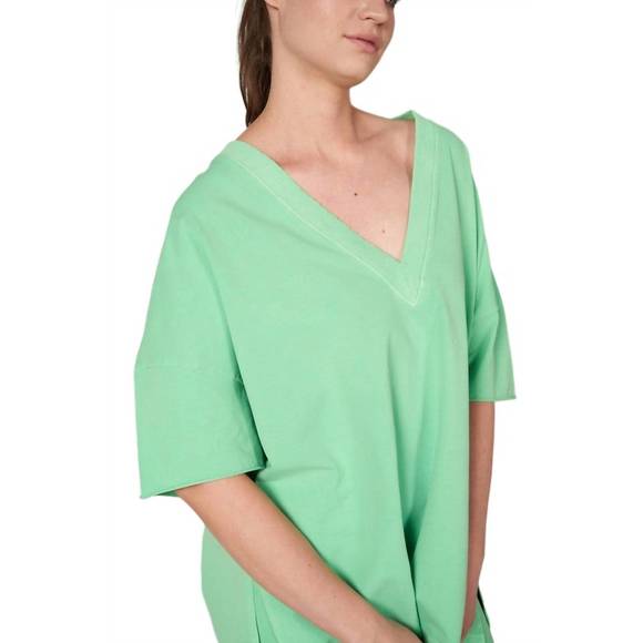 NEW LALAMIA v-neck boxy tee in lime - Picture 3 of 4